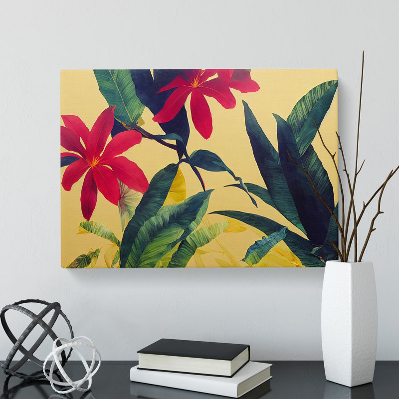 Tropical Flowers - Wrapped Canvas Print, 35cm H x 50cm W x 3cm D