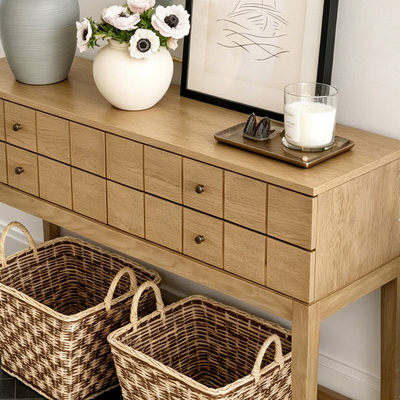 Console élégante de style campagne américaine, Naturel