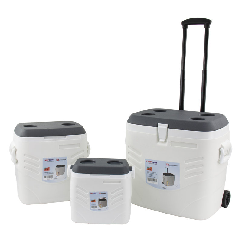 SQ Professional Campmate 3 - Piece Cooler Box with wheels, White