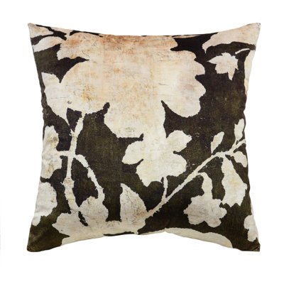 Coussin floral vert forêt