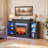 72'' Tv Stand Led For Tvs Up To 80'' With Electric Fireplace And Adjustable Shelves,black-158605047