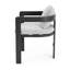Chaise de patio d'extérieur en aluminium Pula, ensemble de 2, finition noire avec coussin gris