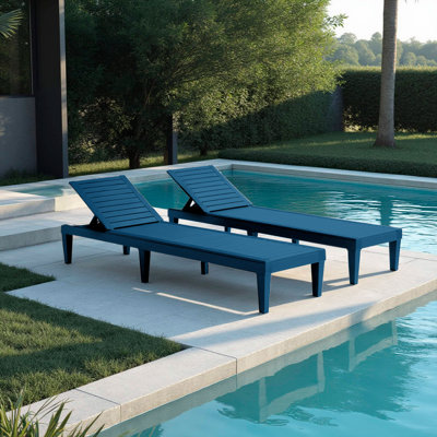 Nestl Waterproof, Lightweight, and Adjustable Outdoor Polyresin Chaise Lounge Chair Set