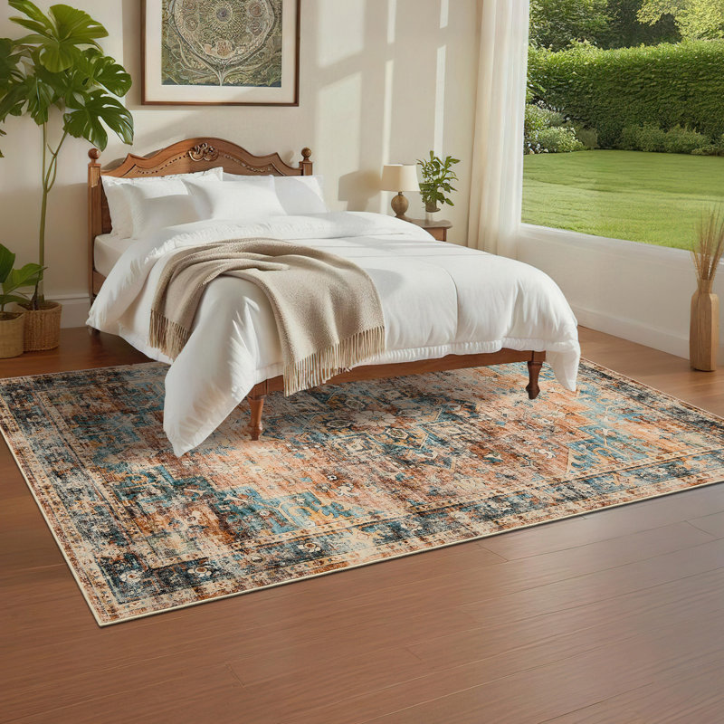 Rectangle Abstract Washable Area Rug, Green, Rectangle 120 x 170 cm