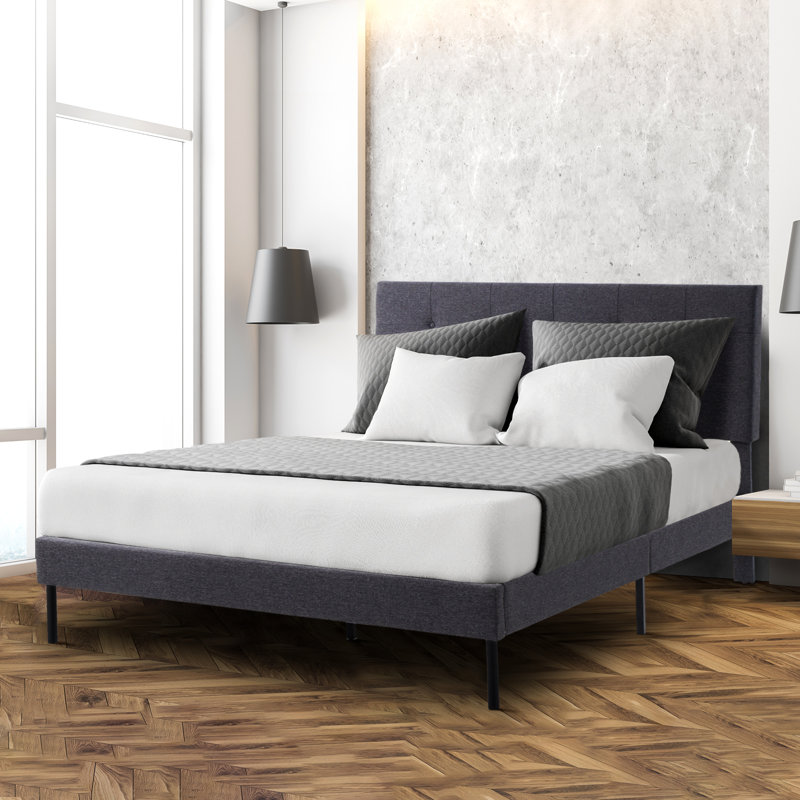 Lit avec tête de lit Imajean, Lit simple, Gris foncé