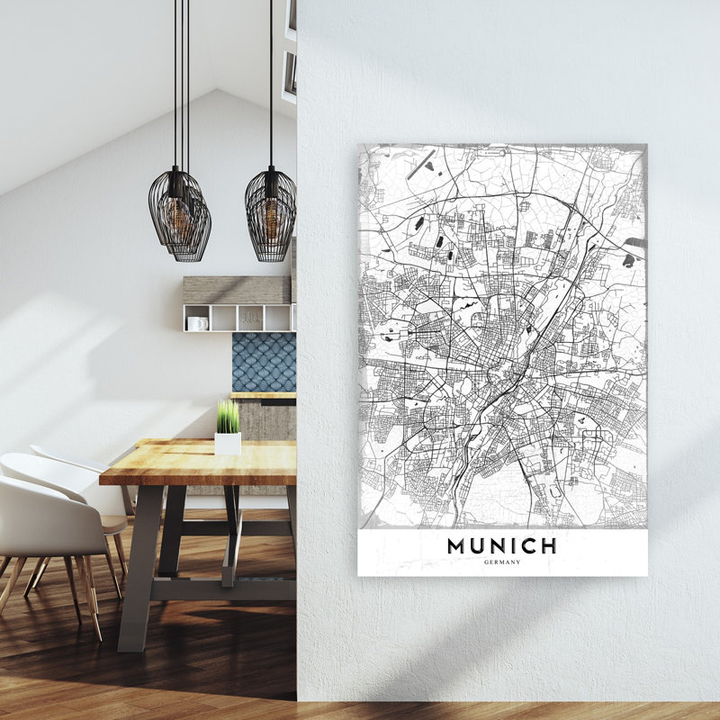 «Munich City Map Abstract Contemporary City Architecture», reproduction d'art murale, H 60 po x l 40 po