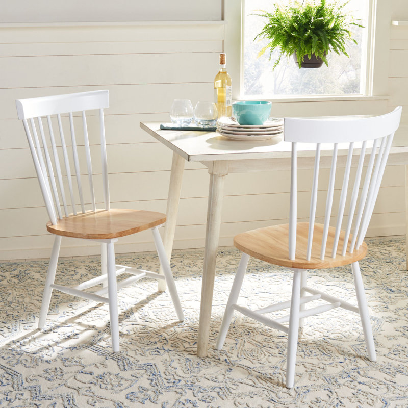 Matanna 17.3'' H Oak Solid Wood Side Chair, White/Natural