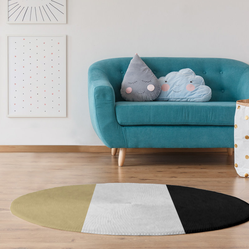 Tapis doré/noir, Rond 5 pi
