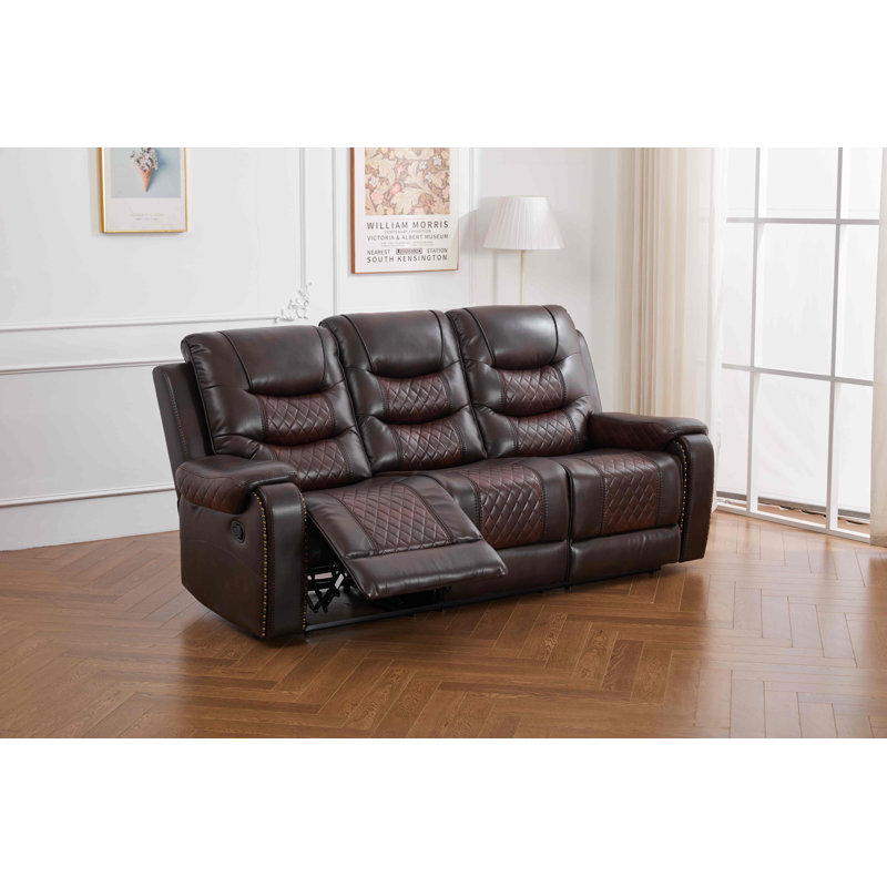 Adele 87'' Wide Modern Super Soft Faux Leather Manual Reclining Loveseat, Brown