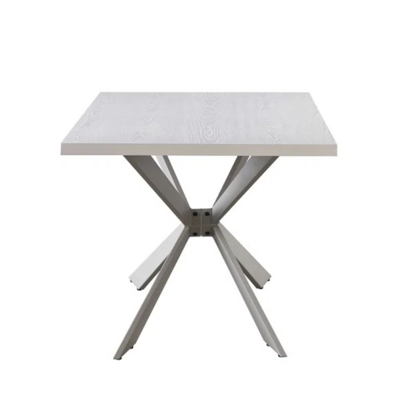 Gunesh 6 Person Dining set - a Rectangular Wooden Dining Table with Metal Legs and a Set of 6 Quilted Velvet Dining Chairs for Dining Room - Modern Dining Table Set