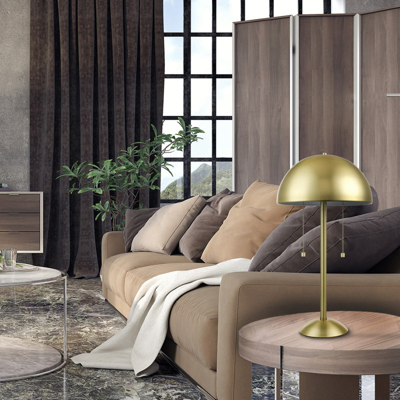 Brass Dome Shade 21" 2-Light Table Lamp