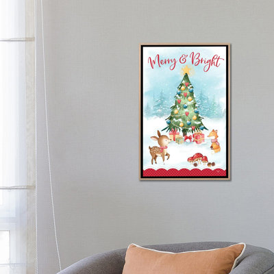 Merry & Bright Woodland Christmas - reproduction d'art murale - toile encadrée