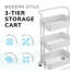 Rosilda 3-Tier Utility Cart Metal Rolling Trolley with Shelves Pink Organiser 90 x 40 x 35 cm-51366088
