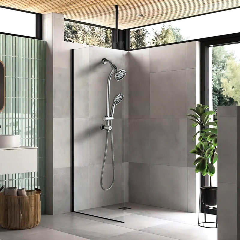 5 Inch Rain Shower & 7-spray Handheld With 26" Slide, Easy Installation, Angle-adjustable, Nozzles, Stable 1.8gpm Flow, Manual Control Bathroom : Showerhead And Adjustable, Dual Flow 1.8gpm, No Wall