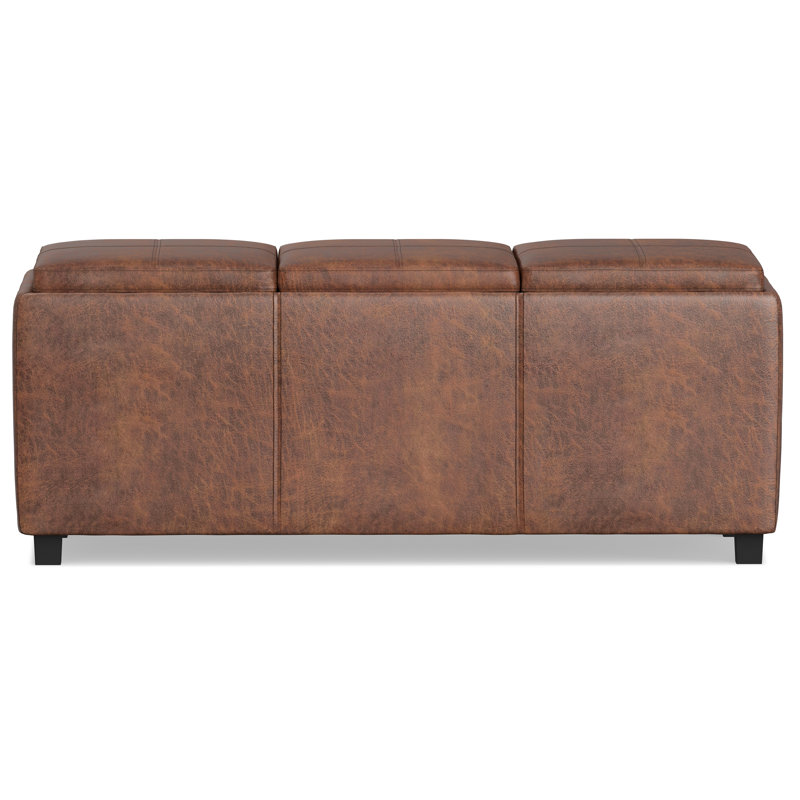 Avalon 42"W Upholstered Contemporary Rectangular Flip-Top Storage Ottoman with Hidden Storage