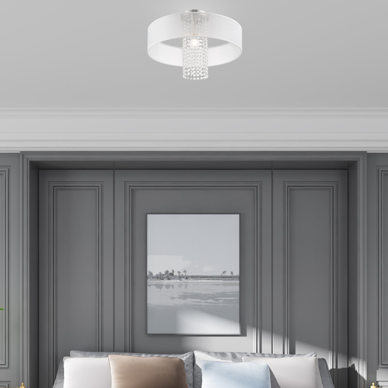 Plafonnier semi-encastré 1 lumière Haney, H 14,5 po x l 20 po x p 20 po, Translucide
