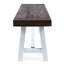 Banc en bois avec finition sablée brun foncé et métal rustique blanc, largeur de 63 po pour l'extérieur, structure en métal