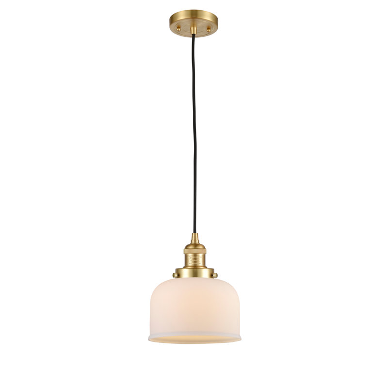 Witherington 1 - Light Single Pendant, 8.88" H x 7.75" W x 7.75" D, Matte White Cased, Satin Gold