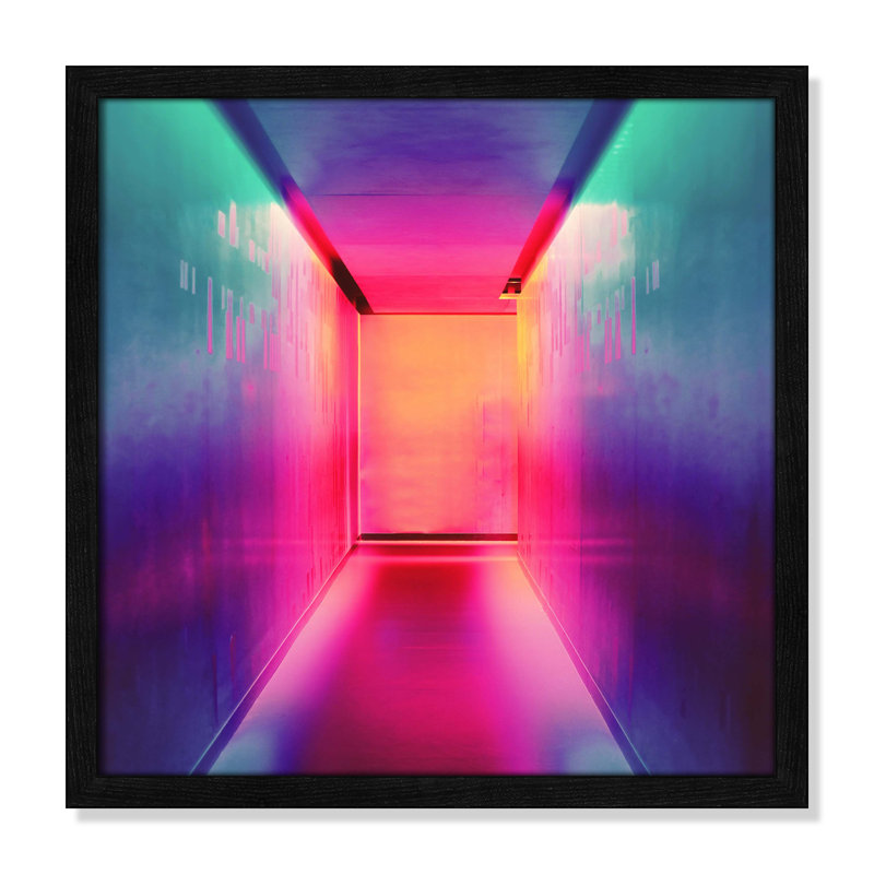 «Neon Wonderland I» par Efe Kurnaz, H 17 po x l 17 po x P 0,75 po, Cadre noir mince