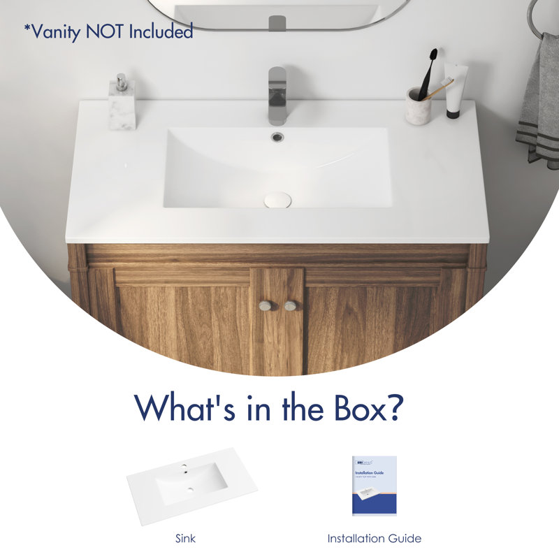 Tucson 36" W x 18.25" D Vitreous China Rectangular Single Vanity Top Sink in White (Sink Only)