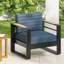 Chaise d'extérieur en aluminium - Housse de coussin d'eau, siège à lattes, bleu, 31,61 po P, rouille de tissu bleu 28,05 W - aluminium, coussins, panneaux élégants, hauteur 25,09-1902477363