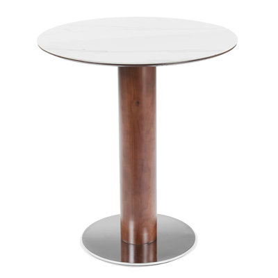 31.5" Round Bar Table with Sintered Stone Top for Dining and Bistro Spaces