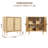 Mid-Century Accent Storage Cabinet with 2 Rattan Doors, Natural Wood Sideboard Buffet Cabinet with Adjustable Shelves, Modern Storage Furniture for Kitchen, Dining Room, Living Room or Entryway