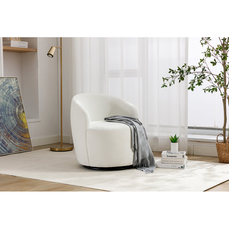 Fauteuil demi-tonneau luxueux avec accoudoirs pivotants en tissu chenille pour un confort ultime et une utilisation polyvalente à l'intérieur