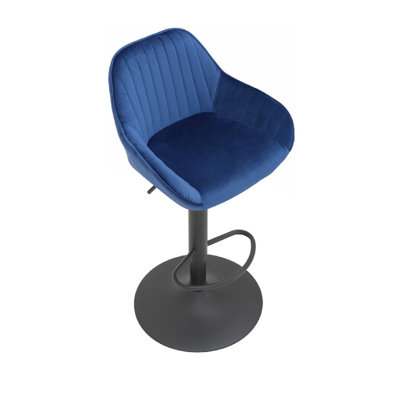 Kenery Swivel Upholstered and Velvet Adjustable Height Bar Stool with Steel Frame