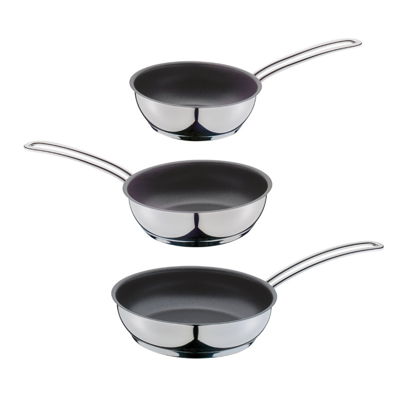 Capri Stainless Steel Non-Stick 3-Piece Frying Pan Set