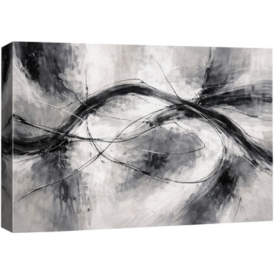 Illustration abstraite de mouvement de lignes fluides gris-noir, images de salon contemporain, impression sur toile encadrée