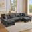Latitude Run® 114" Pull Out Sleeper Sectional Sofa,U Shaped Sofa, Convertible Oversize 2 in 1 Sleeper Sofa-1950309433
