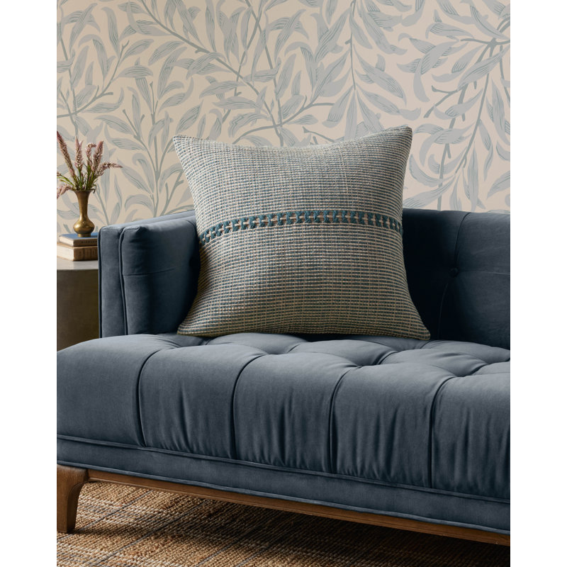 Coussin Harvey, Bleu / Naturel, H 22 po x l 22 po