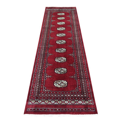 Tapis de couloir oriental en laine noué à la main 2 pi 6 po x 9 pi 1 po Mori Bokara
