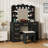 Makeup Vanity with 3-color Lighting Mirror, Outlets, Stool, Storage Drawers and Cabinet-167478793