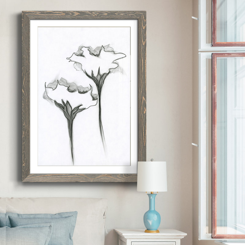 Windswept Poppy - Impression de cadre photo sur papier, H 31,5 po x l 23,5 po x P 1,5 po, Cadre en papier gris