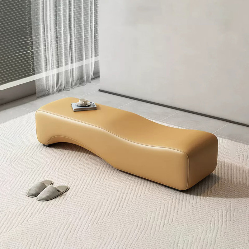 Banc rembourré Jacqueleen, H 17,71 po x l 47,24 po x P 19,68 po, Orange