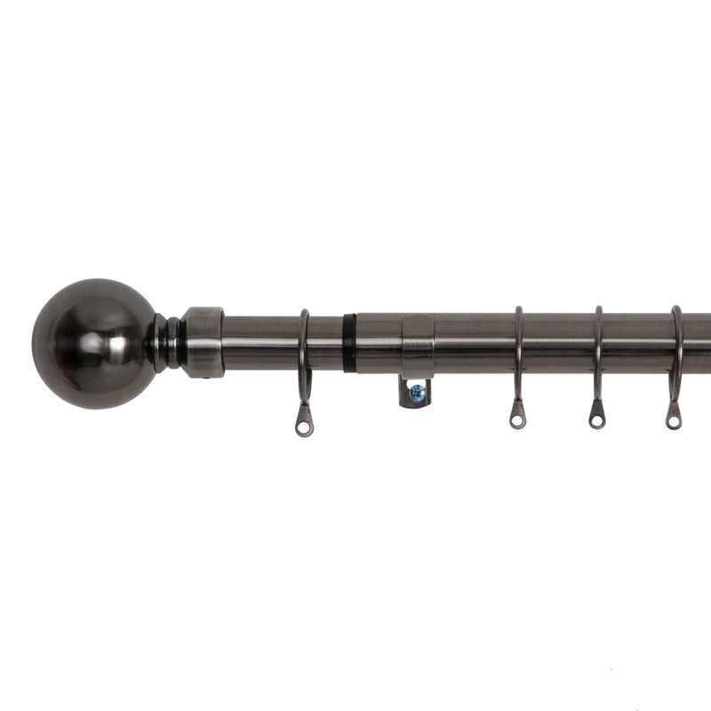 Iron Adjustable 2.8cm Single Curtain Pole, Black Nickel, 120cm - 210cm