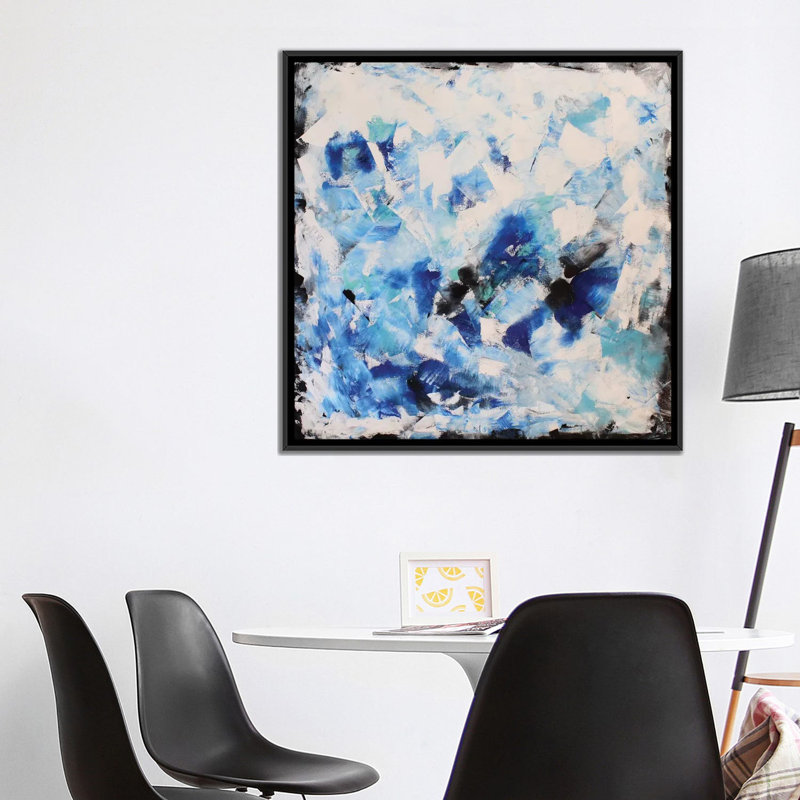 «Blue Impression», reproduction sur toile, H 18 po x l 18 po x P 1,5 po, Toile encadrée noire, Pas de tapis