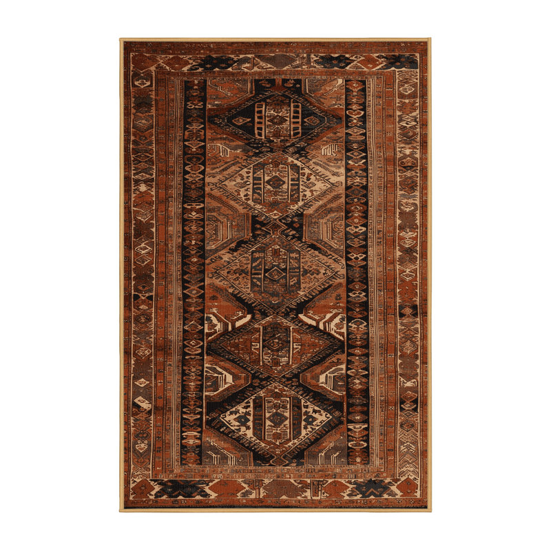 Machine Washable Turkish Brown Area Rug, Rectangle 8' x 10'