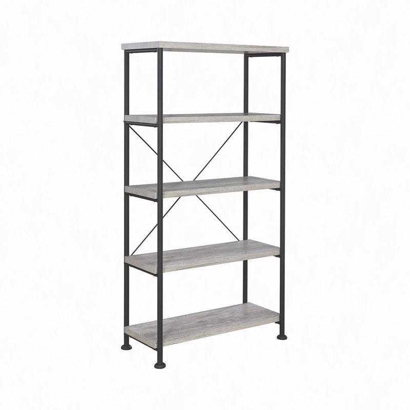 4-Shelf Bookcase With Metal Frame, Gray