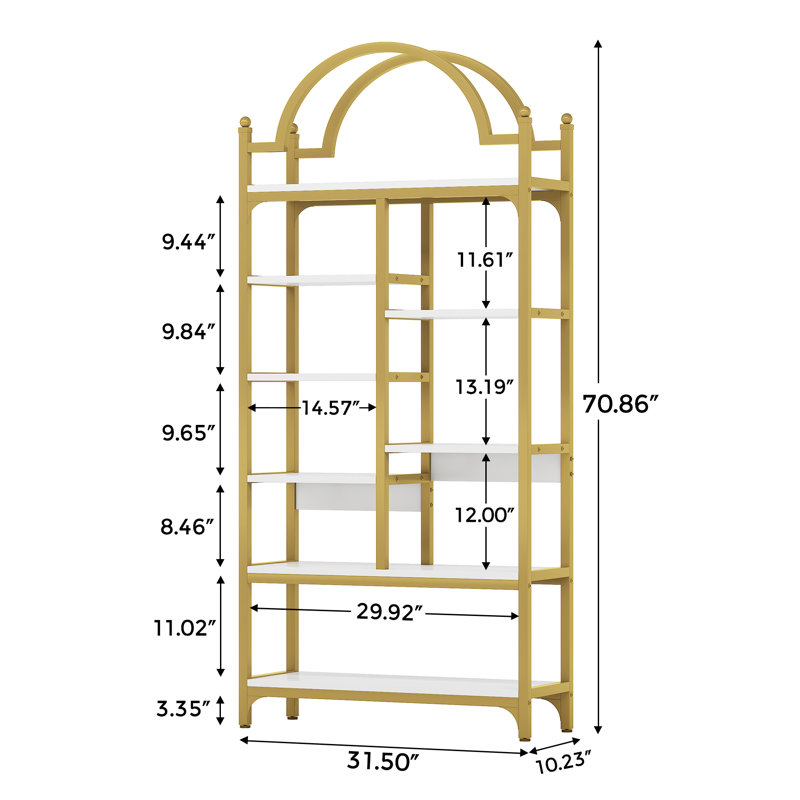 Grande bibliothèque avec rangement 31,5 "Landrienne, Or