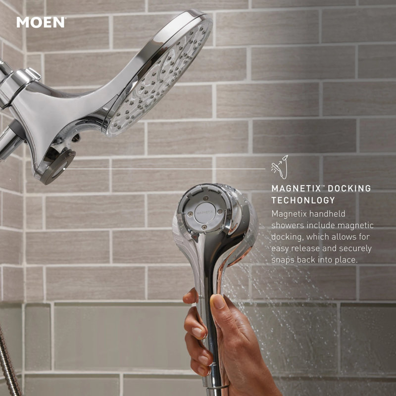 Moen Ronan Single Handle Tub/Shower with Magnetix Rainshower, Valve Included, Chrome