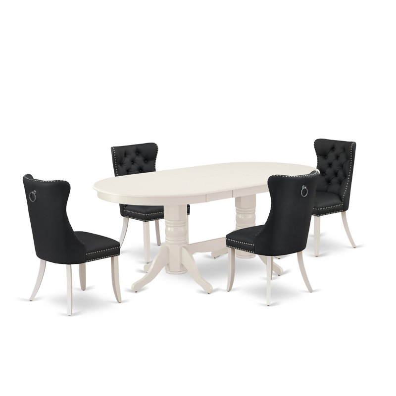 Ensemble de table à manger 5 pièces 9952E51615DE4DC4A365D66EB0312EB9 - 4 chaises Parson et une table de salle à manger rectangulaire - Finition noire