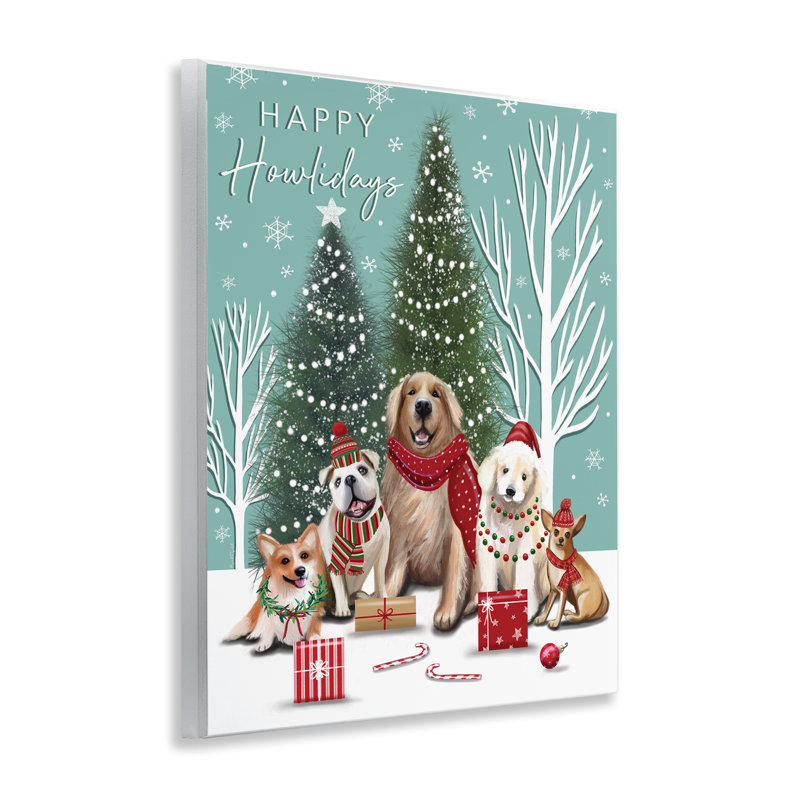Plaque murale festive de chiens d'hiver, design par Elizabeth Tyndall