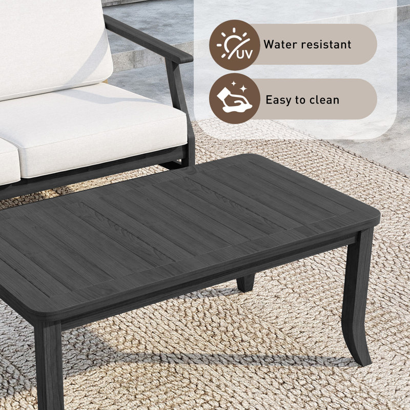 Solid Wood Teak Outdoor Coffee Table, Black