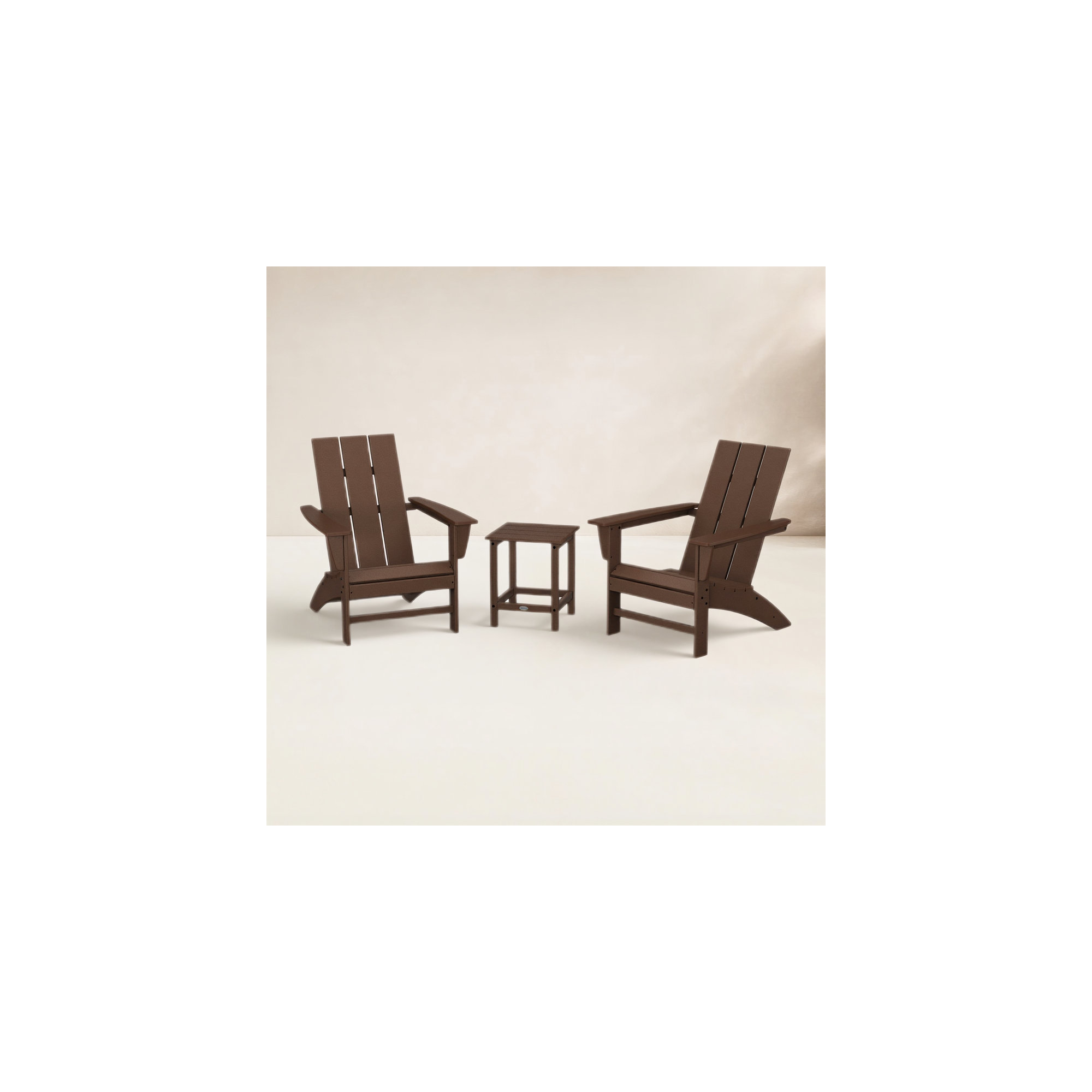 Modern Adirondack 3 Piece Seating Group, Mahogany