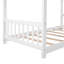 Lit plateforme simple avec tête de lit et pied de lit, conception de toit, blanc-1061000454