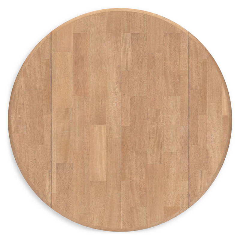 Beige and Brown Reclaimed Wood Round Extendable Dining Table