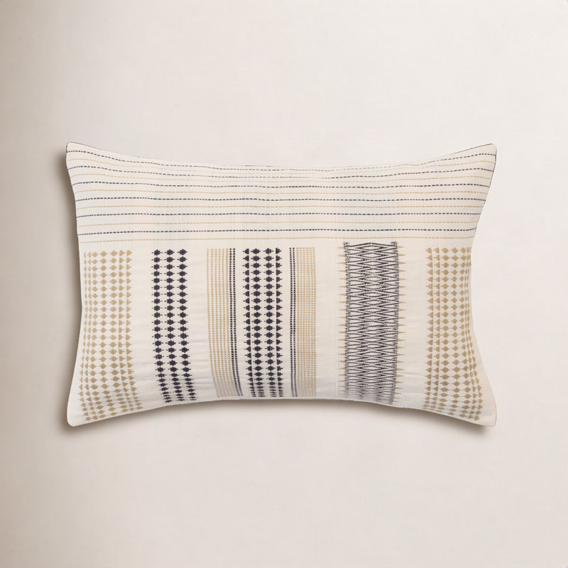 Housse de coussin lombaire Tribal Handmade, 100% duvet, Crème, crème